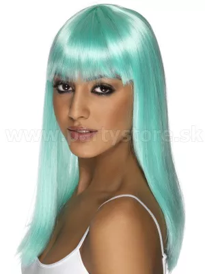 Parochňa - GLAMOURAMA - neon aqua, dlhá 50 cm s ofinou, dámska