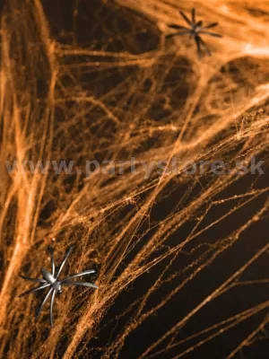 Pavučina - HALLOWEEN - oranžová s pavúkmi, 60 gram. syntetické vlákno