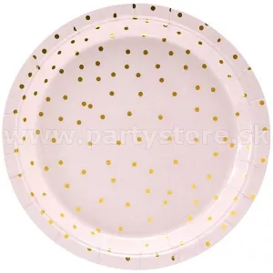 Taniere - BODKY MINI - ružové + zlaté bodky, priemer 18 cm, bal. 6 ks, papier