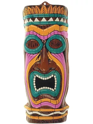 Dekorácia 3D - TIKI TOTEM - hnedý, 19 x 50 cm na zavesenie, plast