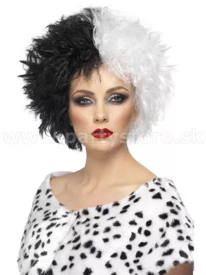 Parochňa - CRUELLA - čierno biela, kučeravá, dámska