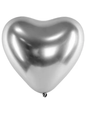 Balón chróm 30 cm - SRDCE - STRIEBORNÉ - SIMPLY FUN - 1 kus, latex
