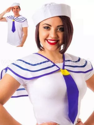 Námorník súprava 2 diel - INSTANT SAILOR - biely golier a čiapka