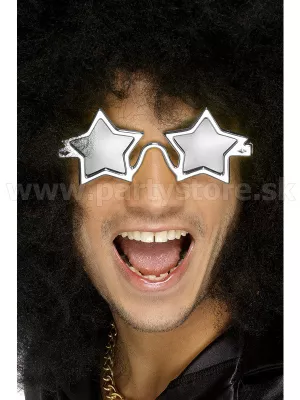 Okuliare - 70s DISCO SUPERSTAR - strieborné hviezdy, plast