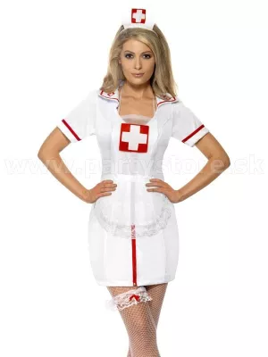 Zdravotná sestra 3 dielny set - HOSPITAL - bielo červený, dámsky