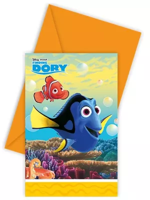 Pozvánky na party - HĽADÁ SA DORY - s obálkami, bal. 6 ks