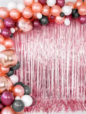 Záves dekoračný - PARTY METALLIC - ružovo zlatý, 100 x 250 cm, fólia