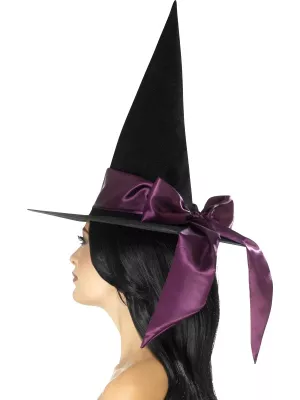 Klobúk - ČARODEJNICA ARADIA DELUXE - čierny s bordovou mašľou