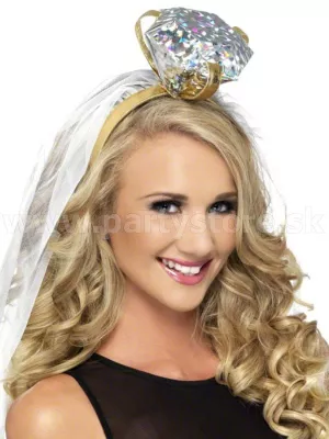 Závoj - NEVESTA S DIAMANTOVÝM PRSTEŇOM - biely