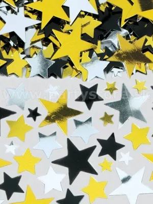 Konfety - STARS - zlaté, strieborné, čierne, metalizovaný mix 70 gramov
