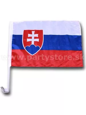 Auto vlajka - SLOVAKIA - 45 x 30 cm s plastovým držiakom