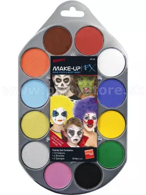 Farby na telo a tvár - SMIFFYS - MAKE UP FX - set 12 farieb