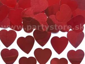 Konfety - SRDIEČKA -  červené,  25mm, metalizovaná fólia, 10 gr.