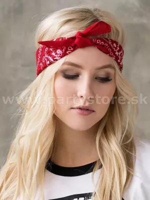 Šatka bandana - ROCK REBEL PAISLEY DESIGN - červená, 55 x 55 cm, bavlna