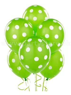 Balón pastel 30 cm - RETRO BODKY - zelený s bielymi bodkami, bal.1 kus, latex