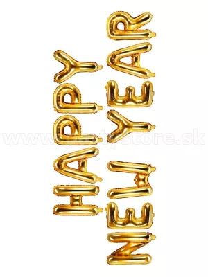 Balón fólia banner 35 x 370 cm – HAPPY NEW YEAR – zlatý