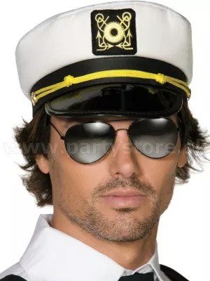 Čiapka - COMMANDER - KAPITÁN NÁMORNÍCTVA - biela s nášivkou