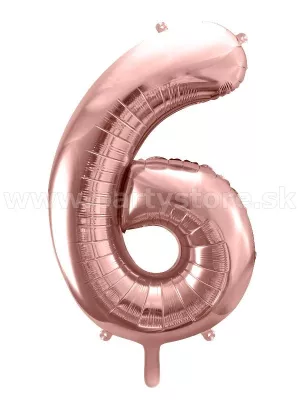 Balón - ČÍSLICA 6 - výška 86 cm, ružovo zlatý, fólia