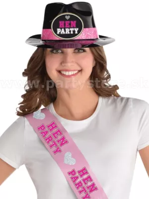 Šerpa - HEN PARTY - svetloružová fólia s potlačou vpredu, 8 ks