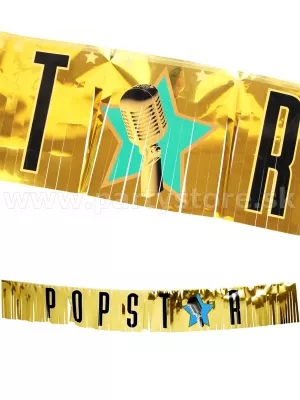 Banner - POPSTAR - 150 x 24 cm, zlatá fólia