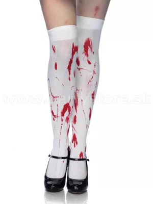 Pančuchy samodržiace - KRVAVÉ FĽAKY - biele, zakrvavené, dámske