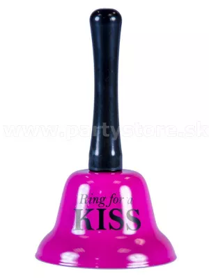 Zvonček - RING FOR A KISS - ružový, kovový