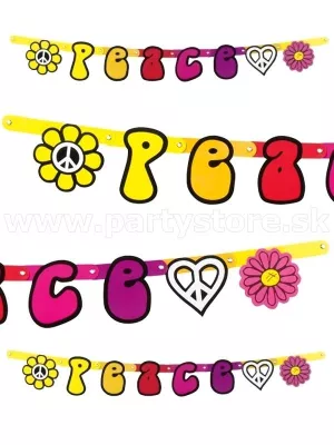 Banner - HIPPIE PEACE - viacfarebný, 95 cm, kartón. papier