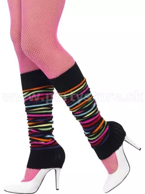 Návleky na členky - NEON RAINBOW - čierne + farebné prúžky