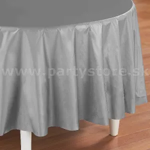 Obrus - MONOCHROME - STRIEBORNÝ, okrúhly priemer 213 cm, fólia