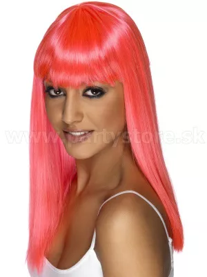 Parochňa - GLAMOURAMA - neon ružová, dlhá 50 cm s ofinou, dámska