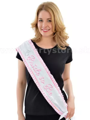 Šerpa - BRIDE TO BE DELUXE -140 x 12 cm, zdobená čipkou a mašľou