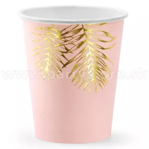 Poháre - ARECALES - svetlo ružové, 220 ml, bal. 6 ks, papier