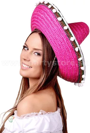 Klobúk - SOMBRERO PEGUENA  REVOLUCION - priemer 38 cm, ružový