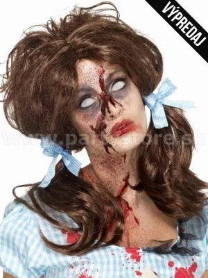 Parochňa - ZOMBIE - VIDIECKÉ DIEVČA - hnedá s copmi, dlhá 45 cm, dámska