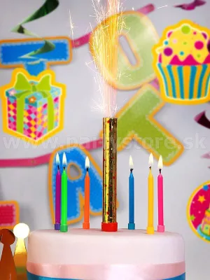 Tortová fontána - GOLDEN PARTY - zlatá, výška 12 cm, bal. 4 ks