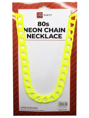 Náhrdelník retiazkový - 80S NEON - neónovo žltý, bal. 1 ks, plast