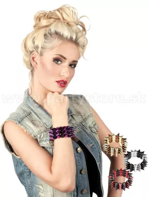 Náramok - Goth Punk Rock - štvorradový, farebné hroty, plast