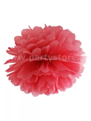 Dekorácia na zavesenie - POM POM - červená, priemer 25 cm, papier