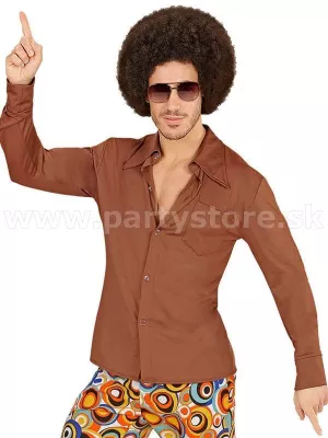 Košeľa - 70s GROOVY GARRY - hnedá, pánska