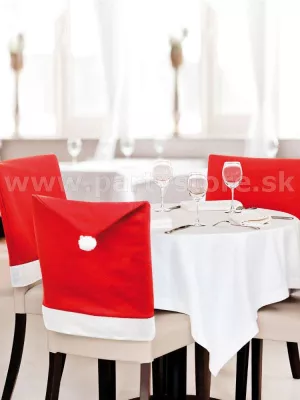 Návlek na stoličku - VIANOČNÁ ČIAPKA - červená, 49 x 72 cm