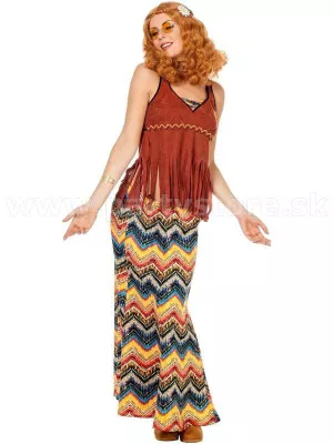 Kostým - 60s HIPPIE INDIAN DESIGN - viacfarebná maxi sukňa s vestou, dámsky