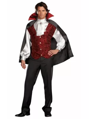 Plášť - UPÍR SEXY - čierny s červeno čiernym golierom, dĺžka 90 cm, satén