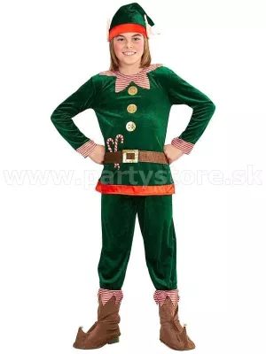 Kostým - ŠKRIATOK ELF - MALÝ SANTOV POMOCNÍK - detský, veľ. L -140 (8 - 10 rokov)