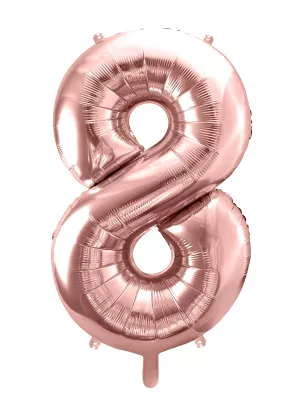 Balón - ČÍSLICA 8 - výška 86 cm, ružovo zlatý, fólia