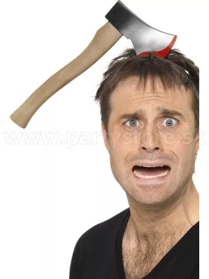 Čelenka - SEKERA V HLAVE - dĺžka sekery 33 cm, plast