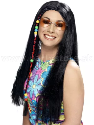 Parochňa - HIPPIE STYLE - čierna, dlhá 67 cm s vrkôčikmi, dámska