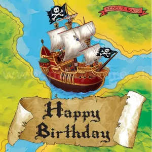 Obrúsky - POKLAD PIRÁTOV - zelenomodré, 33 x 33 cm, bal. 16 ks