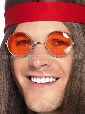 Okuliare - HIPPIE RETRO LENNON STYLE - červené, strieborný rám