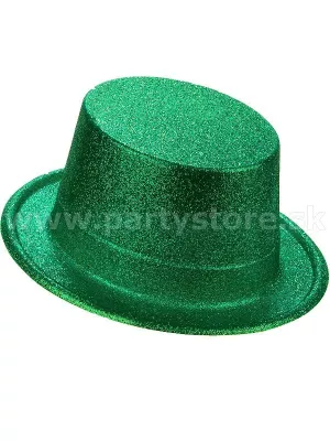 Klobúk cylinder - MAGICMAN GLITTER - zelený, trblietavý, plast