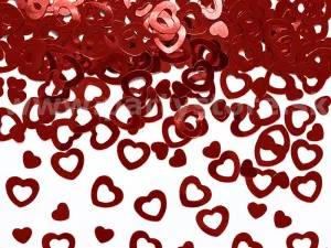 Konfety - SRDIEČKA - červené, metalizovaná fólia, 15 gr.